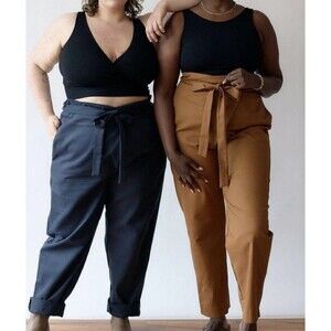 Free Label Sz 2XL 100% Linen Reese Wrap Pants Tie Waist Wide Leg Rust Orange